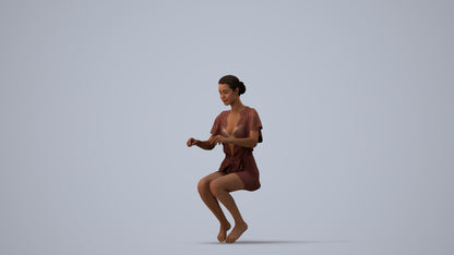 photogrammetry 3D woman bathroom, realistic human model archviz FBX, three-quarter view render