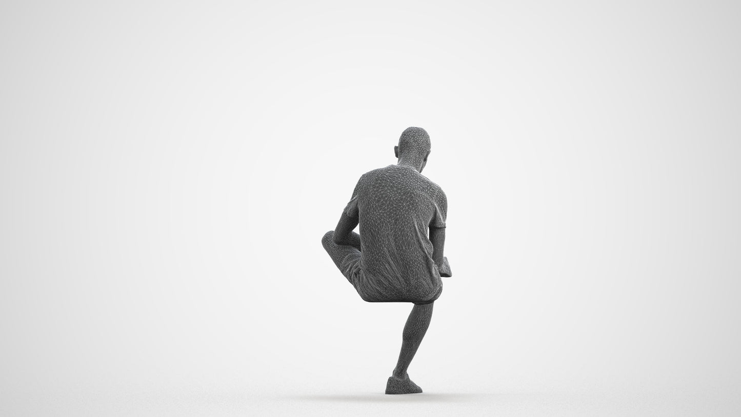 3D scanned man sitting casual, photorealistic archviz people for Enscape and SketchUp, wireframe front view