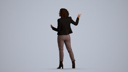 realistic 3D human woman business, archviz people FBX OBJ for Blender, front view render