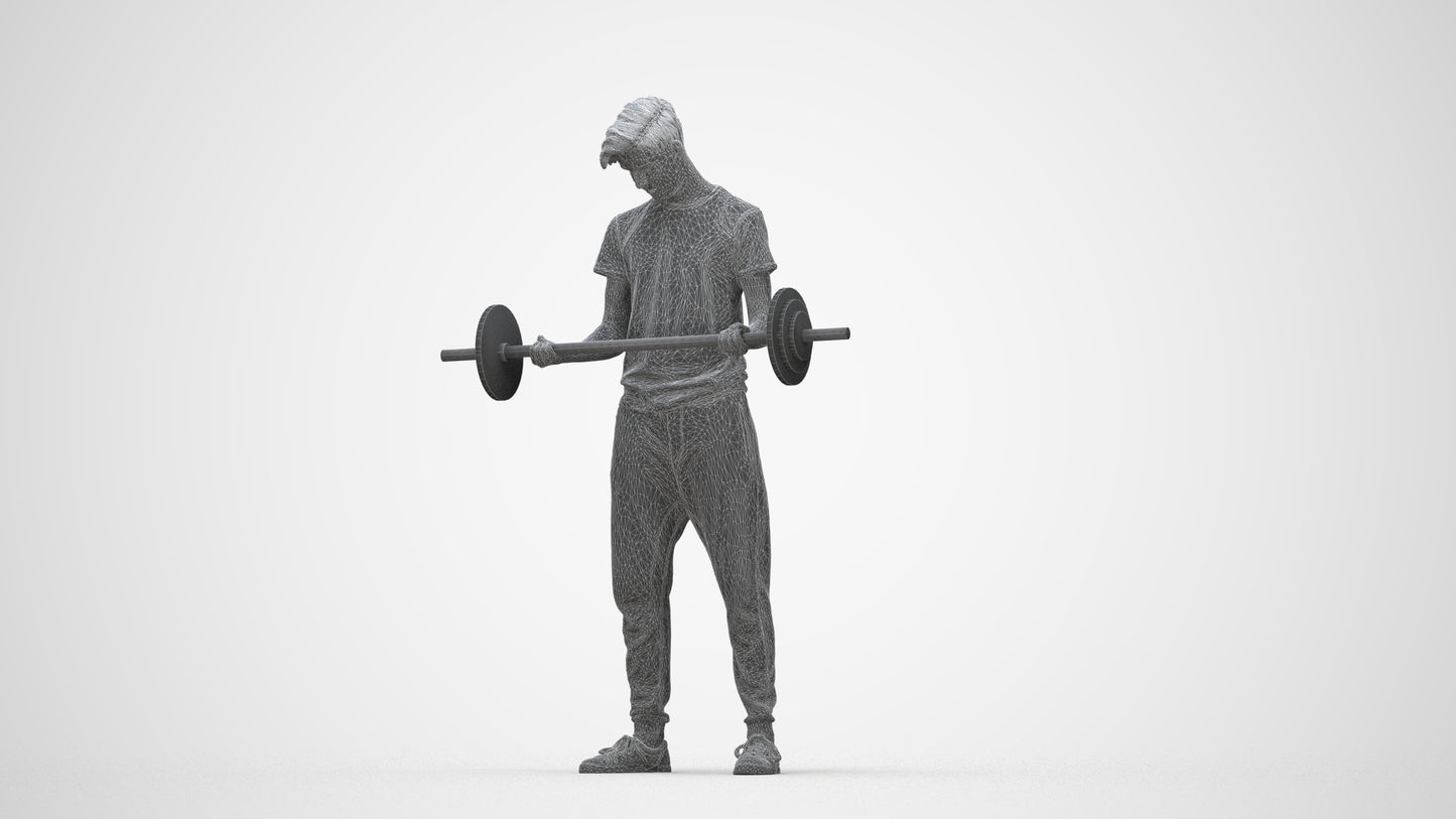 3D human model man sport, photogrammetry scanned person for archviz, wireframe back view