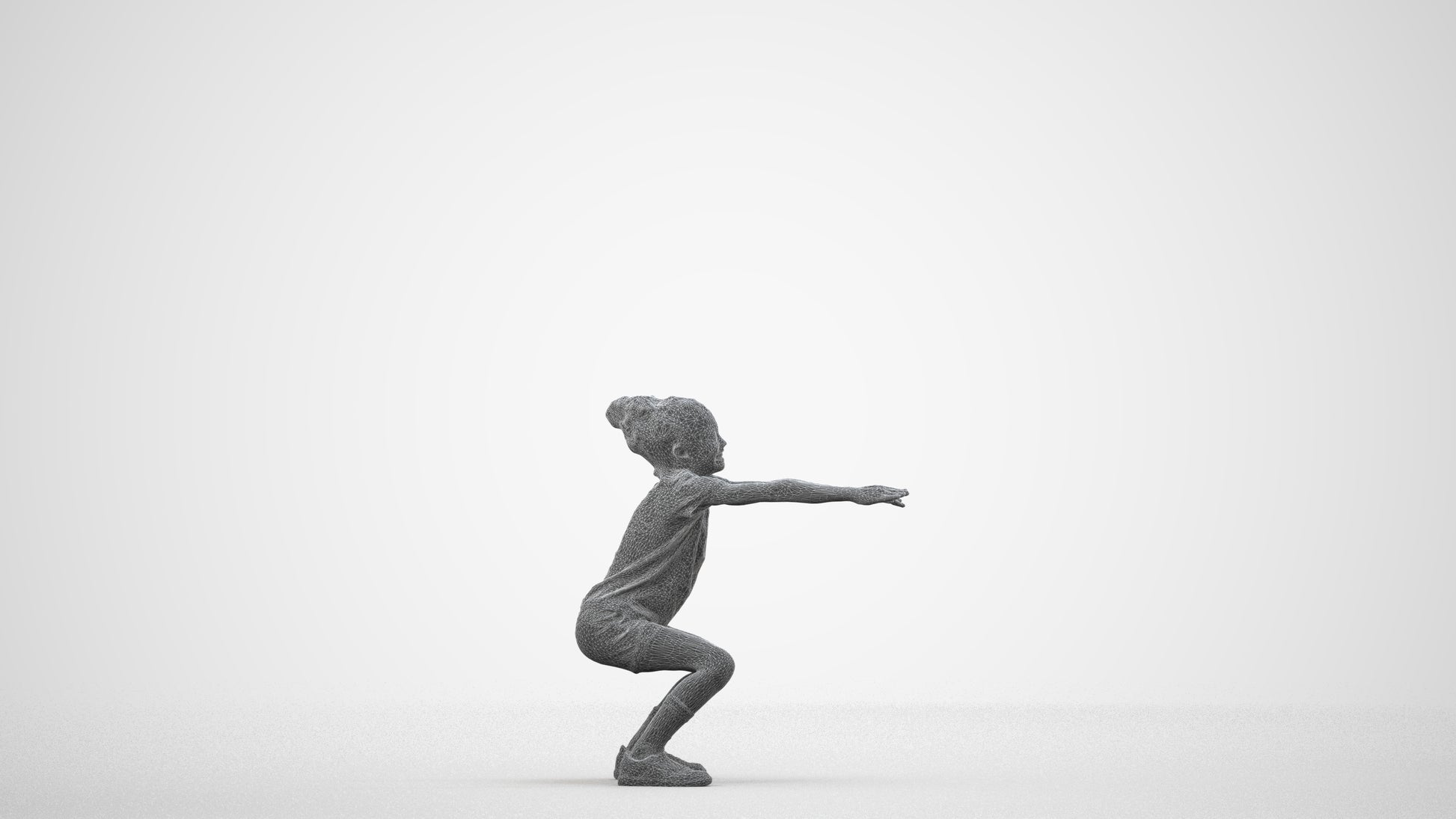 realistic 3D people girl casual kids, render-ready for V-Ray and Corona, FBX OBJ, wireframe side view