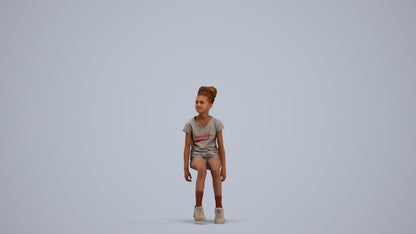 3D people model girl casual kids, scanned human for 3ds Max rendering, standing pose render