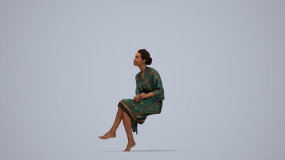 3D scanned woman bathroom, photorealistic archviz people for Enscape and SketchUp, top-down view render