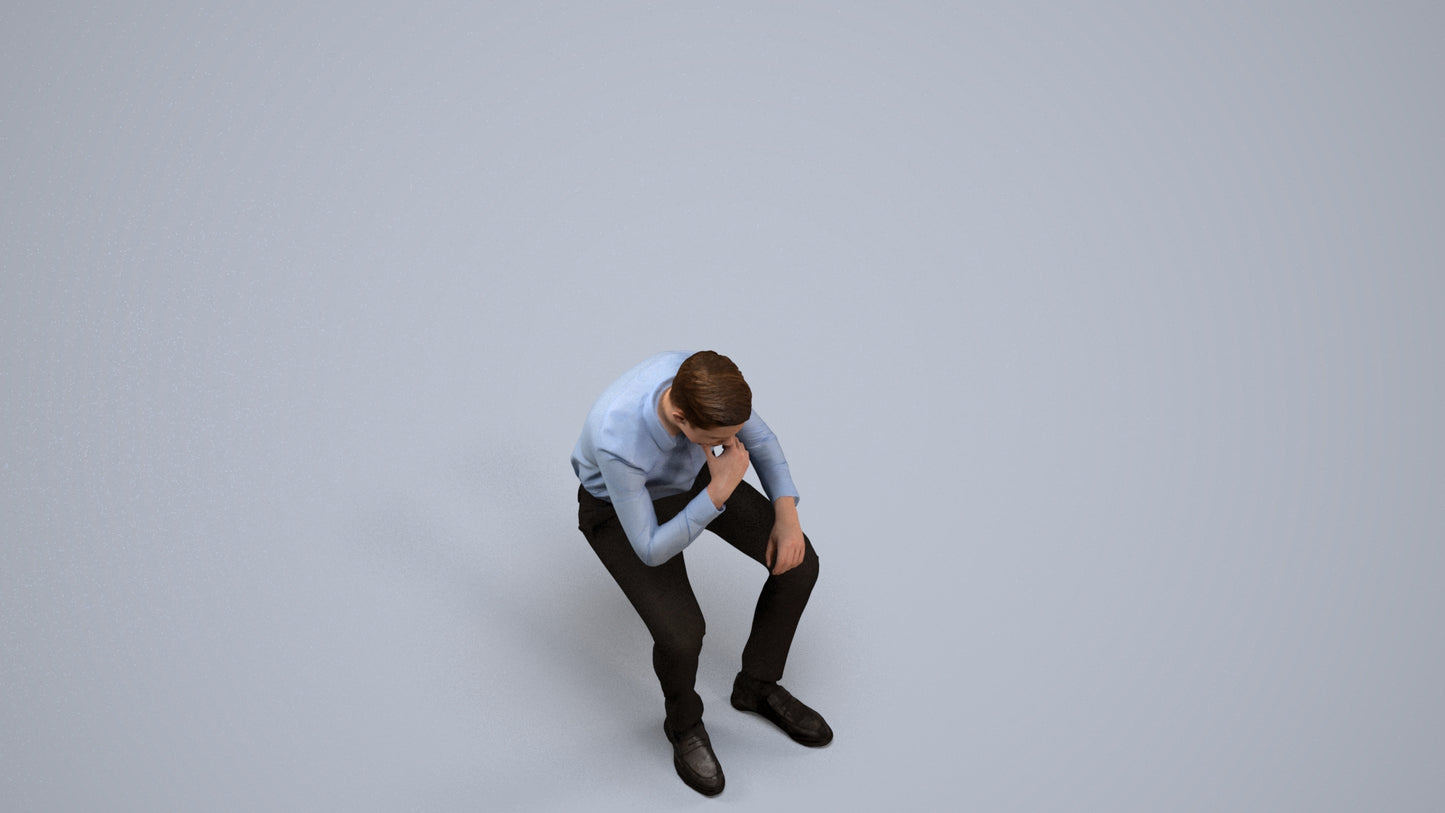 3D scanned boy kids business, photorealistic archviz people for Enscape and SketchUp, back view render