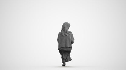 3D people model woman casual sitting, scanned human for 3ds Max rendering, wireframe front view