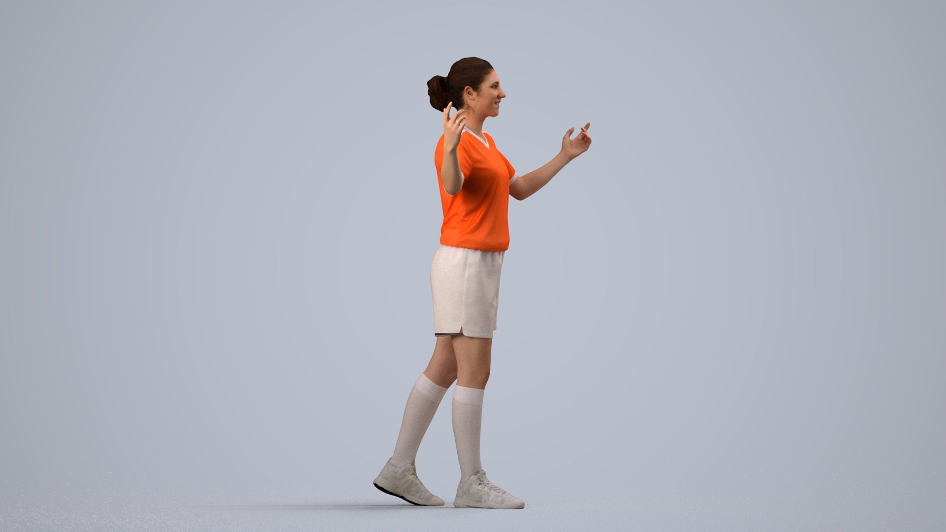 scanned 3D woman sport, photogrammetry people for Enscape and V-Ray, side view render
