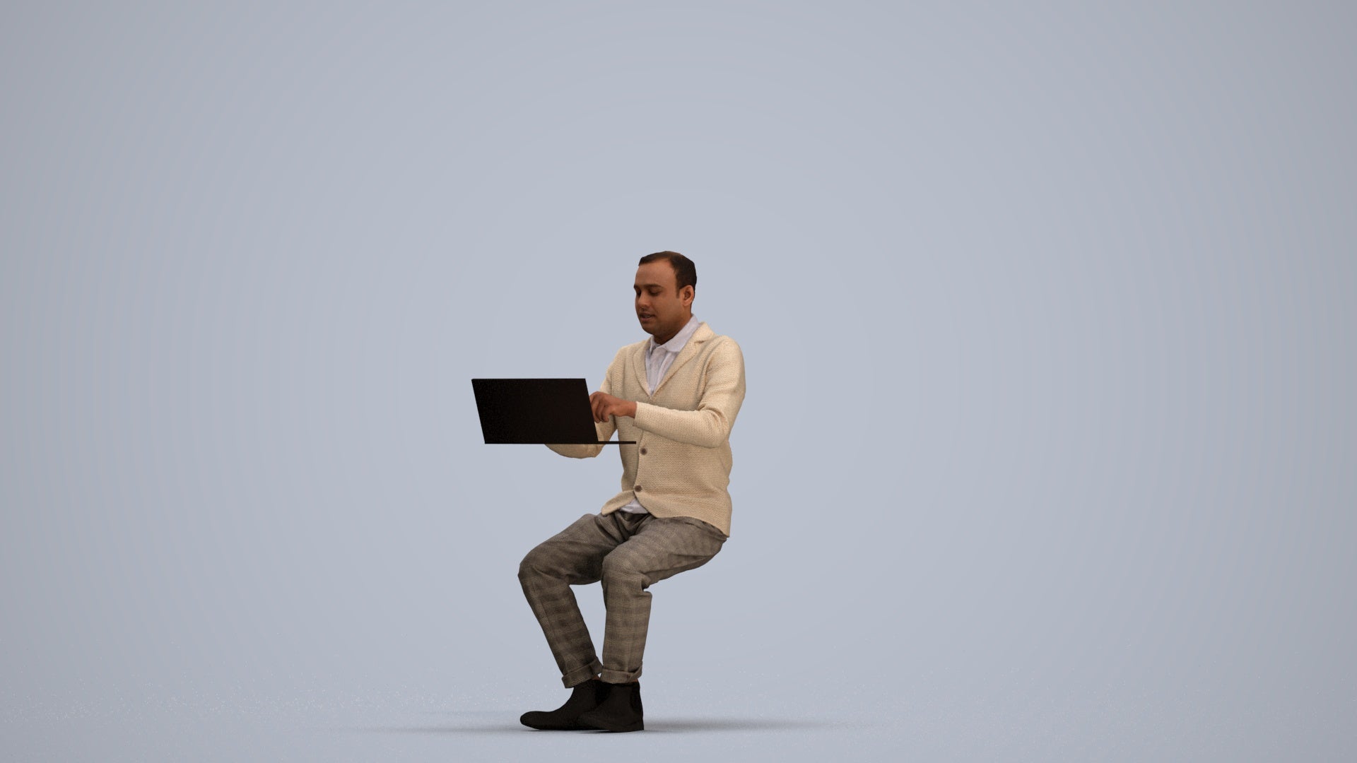 realistic 3D human man business, archviz people FBX OBJ for Blender, standing pose render