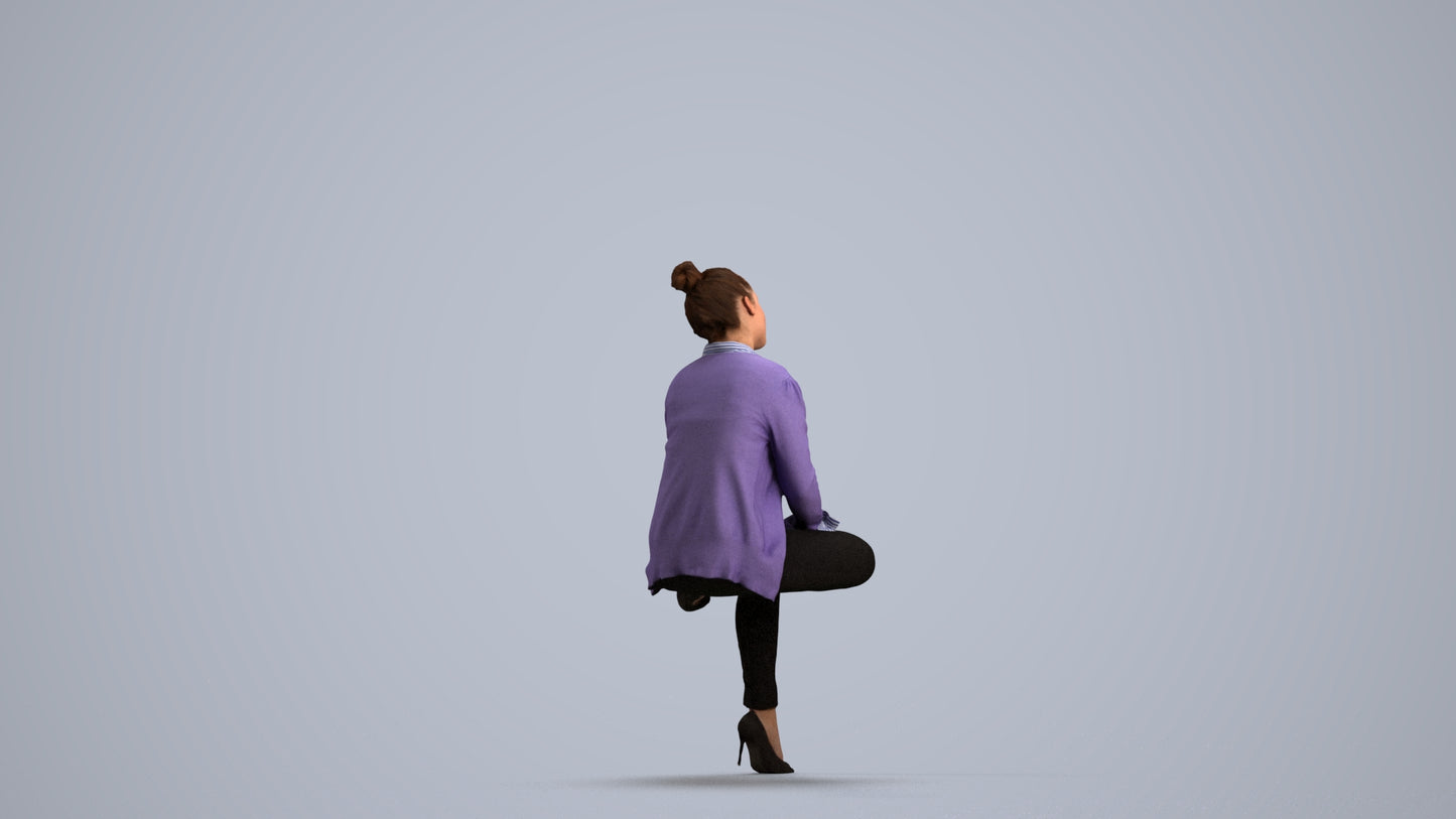 realistic 3D people woman business sitting, render-ready for V-Ray and Corona, FBX OBJ, front view render