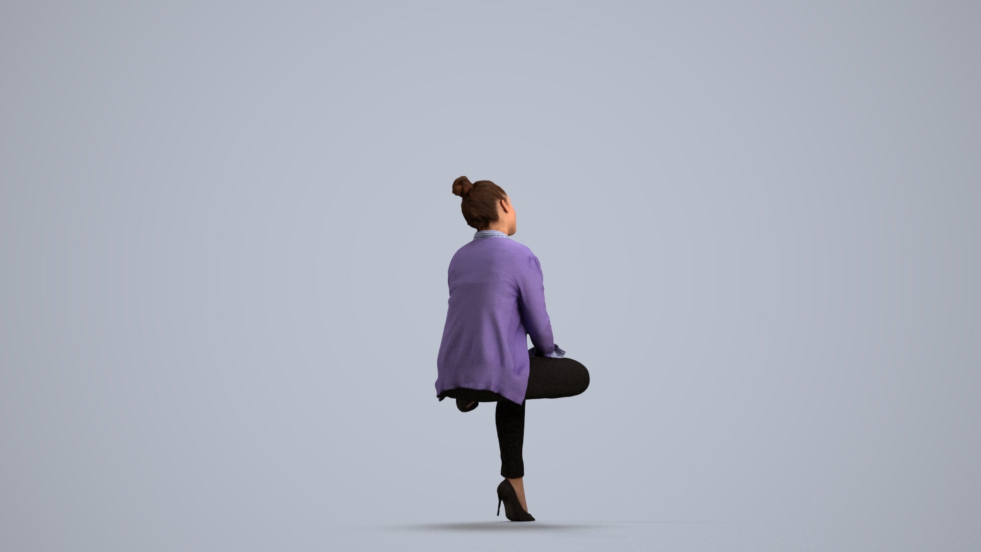 realistic 3D people woman business sitting, render-ready for V-Ray and Corona, FBX OBJ, front view render