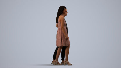 realistic 3D people woman formal couple, render-ready for V-Ray and Corona, FBX OBJ, side view render