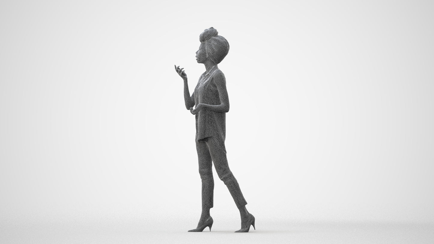scanned 3D woman casual walking, photogrammetry people for Enscape and V-Ray, square thumbnail