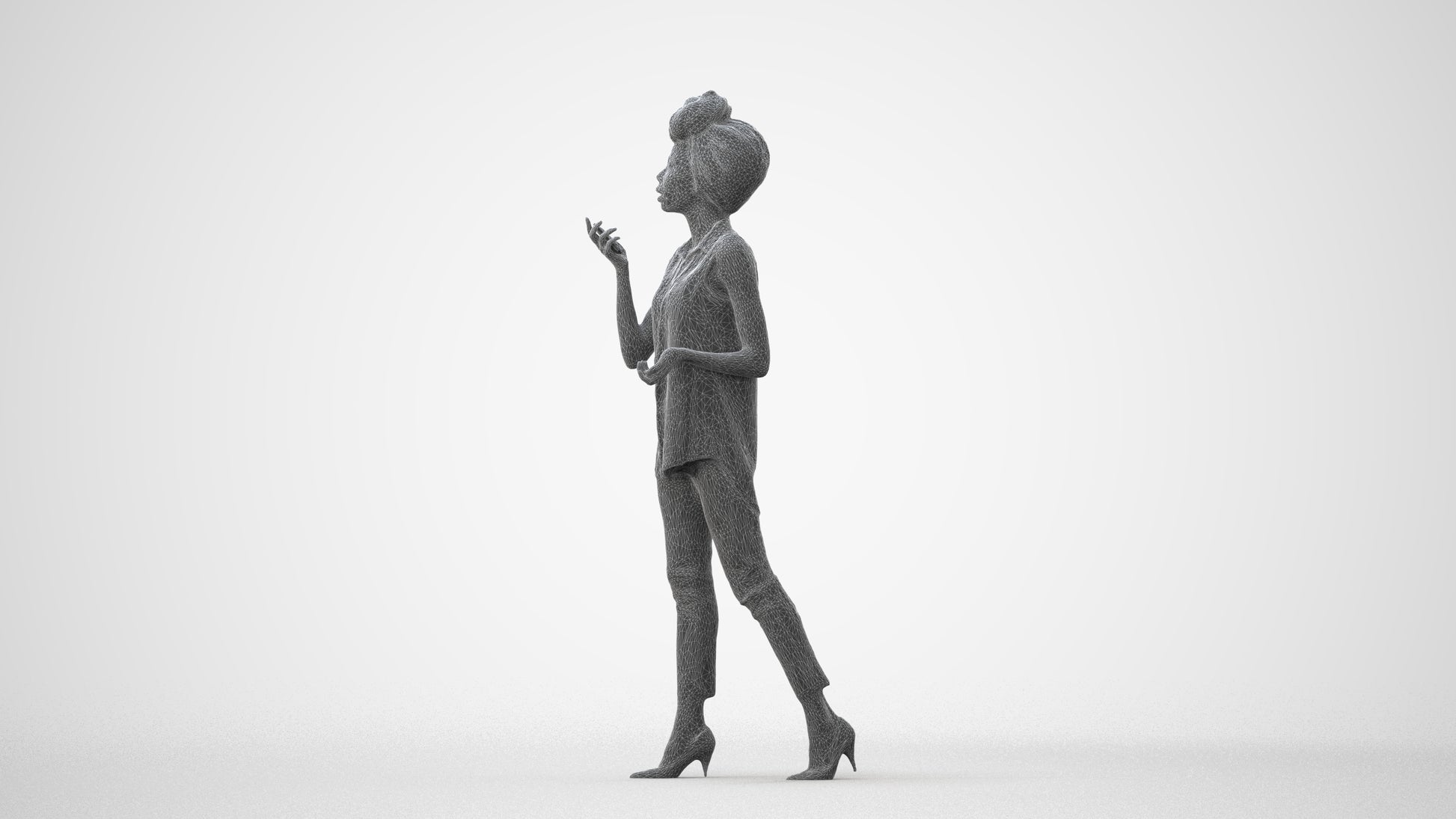 scanned 3D woman casual walking, photogrammetry people for Enscape and V-Ray, square thumbnail