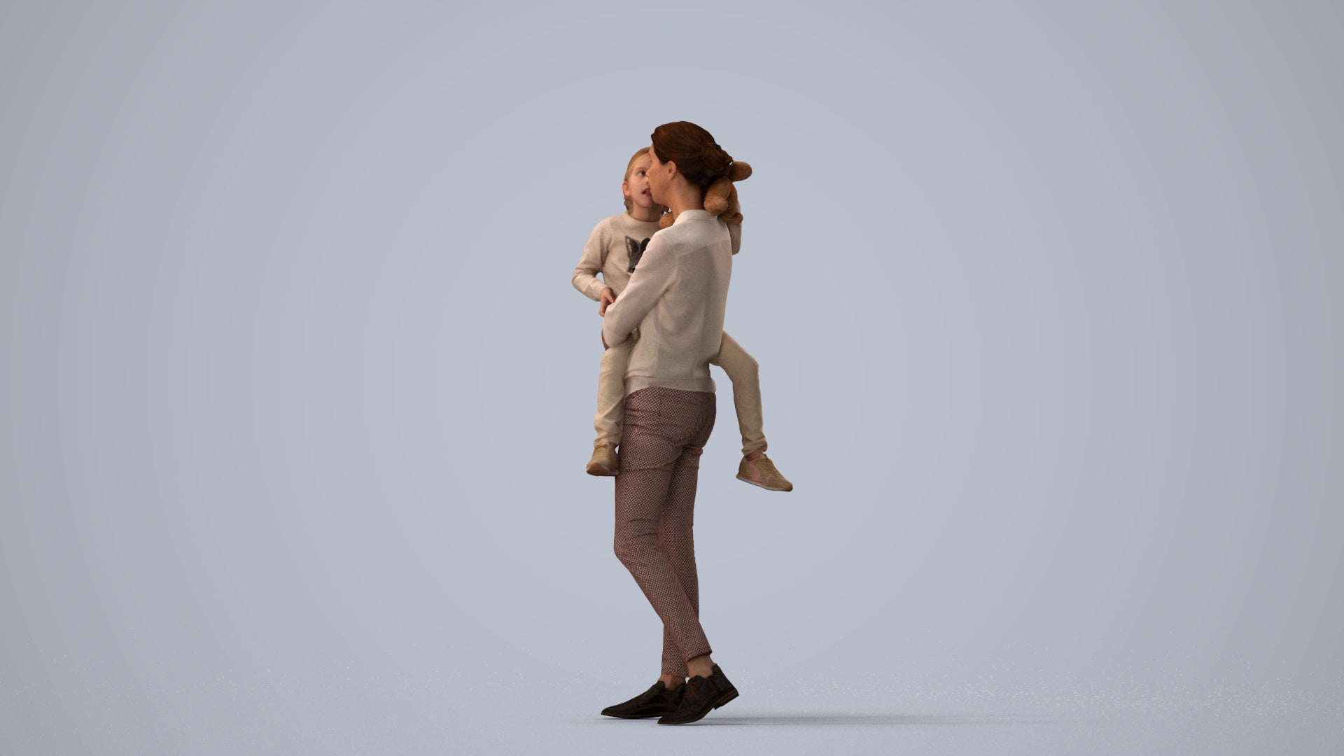 realistic 3D people girl casual kids, render-ready for V-Ray and Corona, FBX OBJ, three-quarter view render