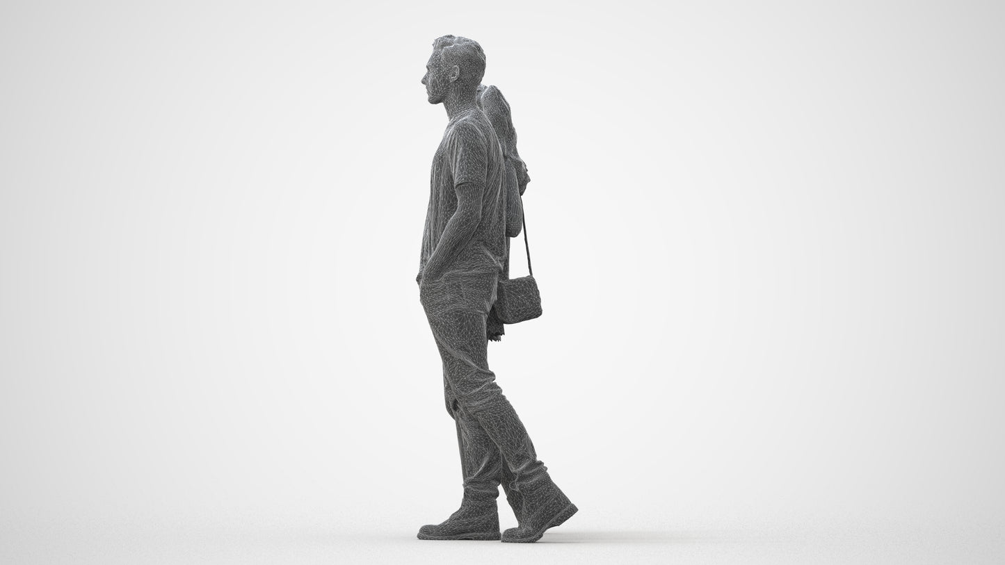 realistic 3D people woman casual couple, render-ready for V-Ray and Corona, FBX OBJ, square thumbnail
