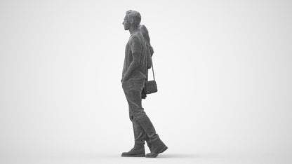 realistic 3D people woman casual couple, render-ready for V-Ray and Corona, FBX OBJ, square thumbnail