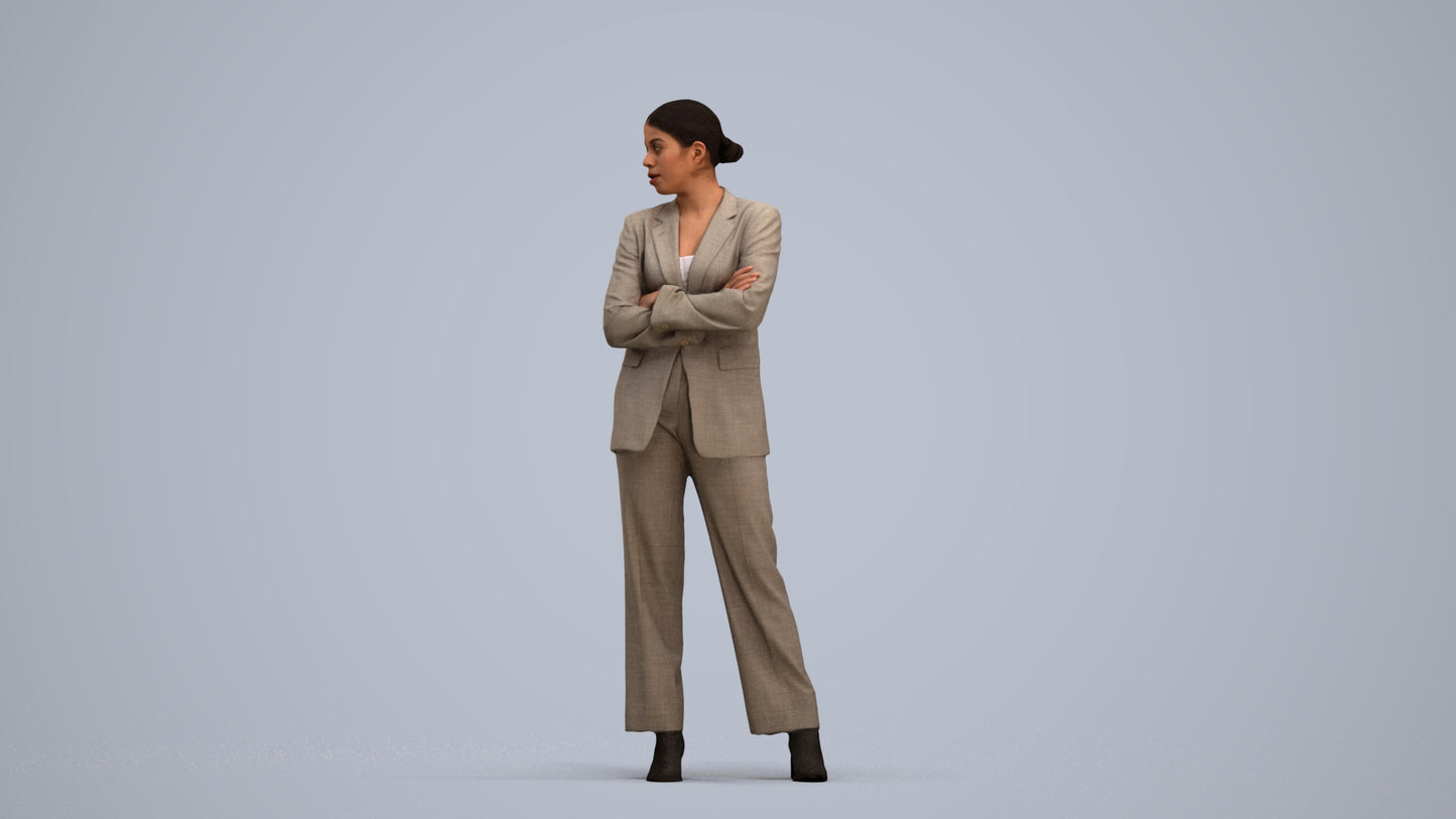 photogrammetry 3D woman business, realistic human model archviz FBX, standing pose render