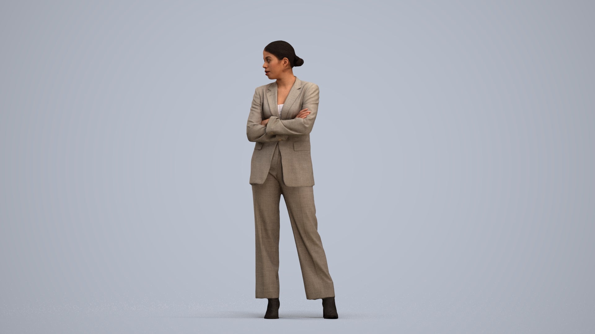 photogrammetry 3D woman business, realistic human model archviz FBX, standing pose render
