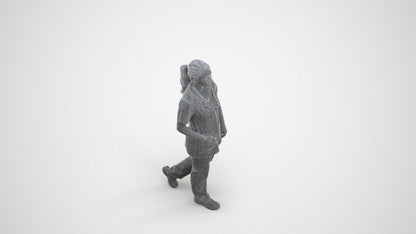 scanned 3D woman standing, photogrammetry people for Enscape and V-Ray, wireframe three-quarter view