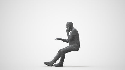 3D people model senior man casual sitting, scanned human for 3ds Max rendering, square thumbnail