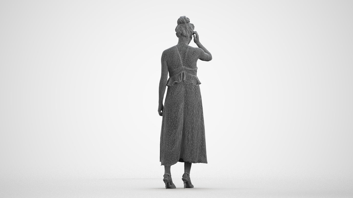 scanned 3D woman formal formalaffairs, photogrammetry people for Enscape and V-Ray, wireframe front view