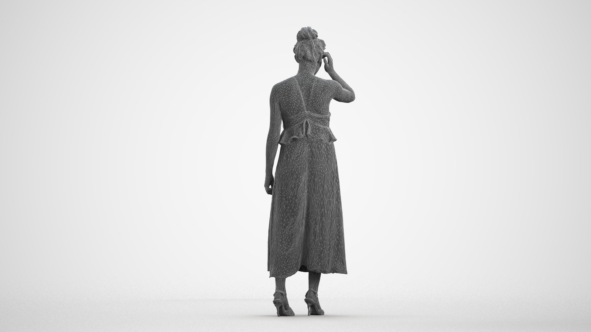scanned 3D woman formal formalaffairs, photogrammetry people for Enscape and V-Ray, wireframe front view