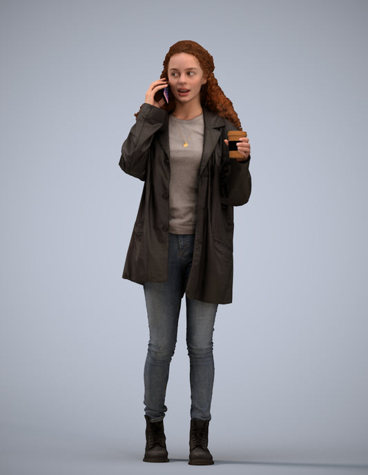realistic 3D human woman casual walking, archviz people FBX OBJ for Blender