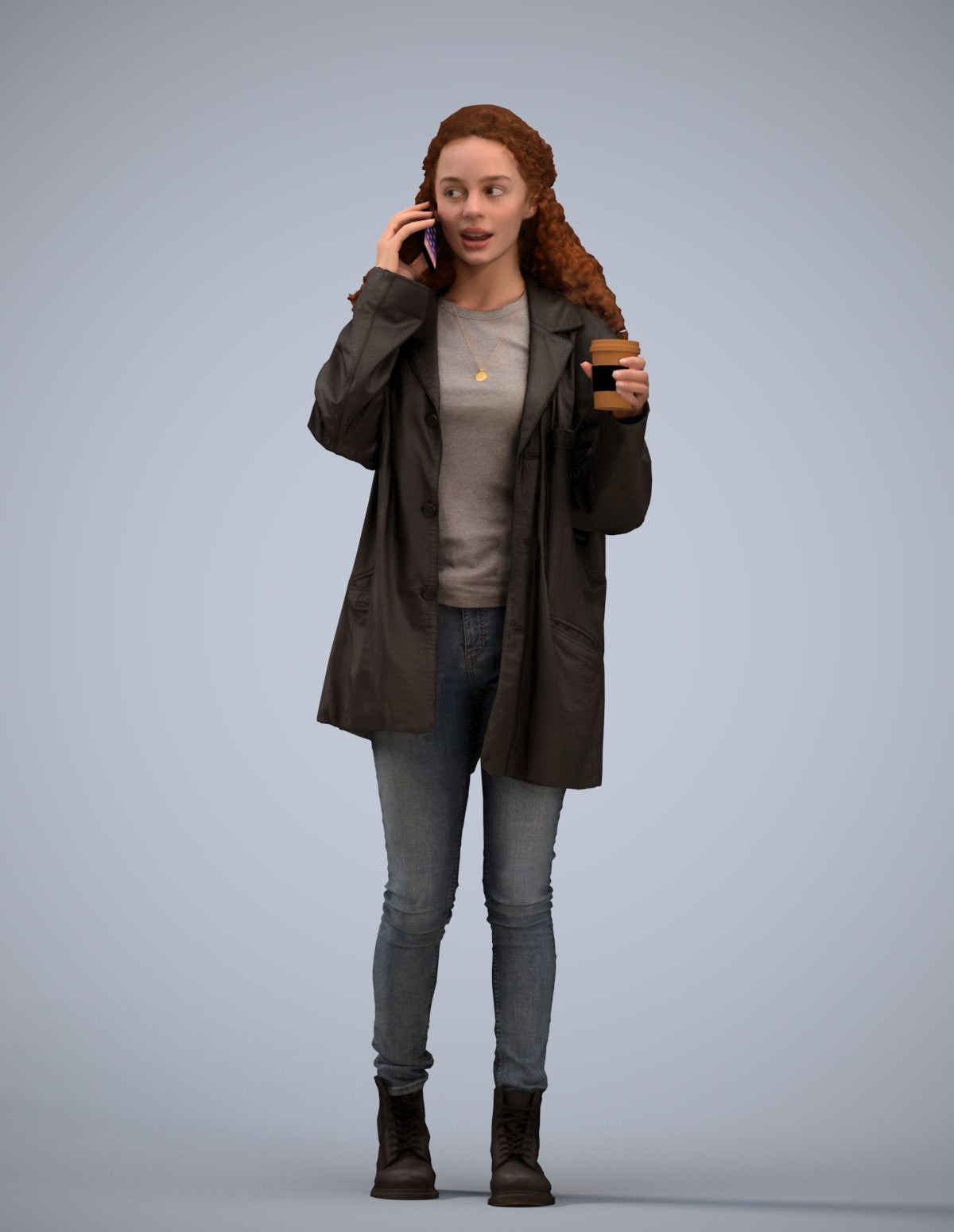 realistic 3D human woman casual walking, archviz people FBX OBJ for Blender