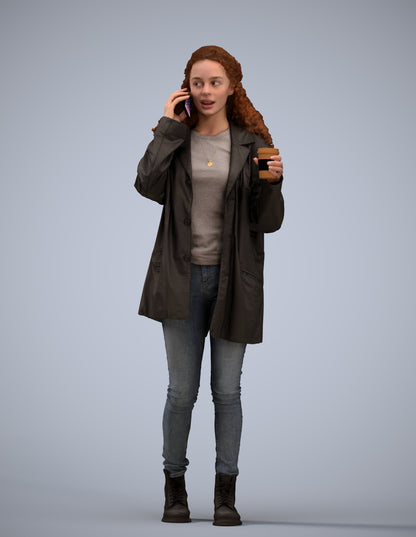 realistic 3D human woman casual walking, archviz people FBX OBJ for Blender