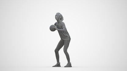 3D people model woman sport, scanned human for 3ds Max rendering, wireframe back view