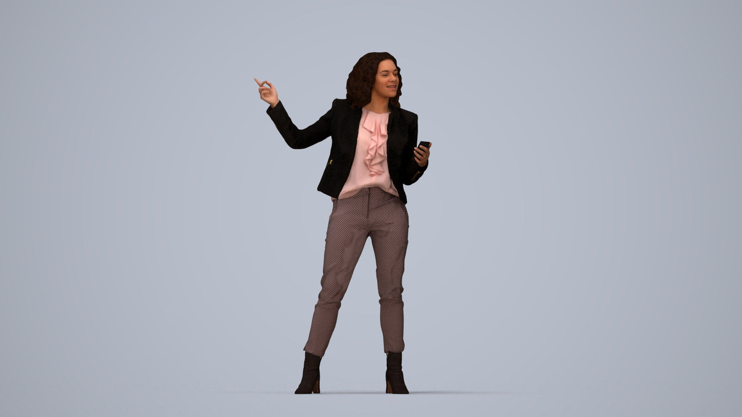 realistic 3D human woman business, archviz people FBX OBJ for Blender, top-down view render