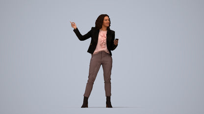 realistic 3D human woman business, archviz people FBX OBJ for Blender, top-down view render