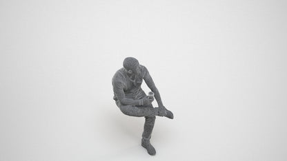 realistic 3D people man casual sitting, render-ready for V-Ray and Corona, FBX OBJ, wireframe three-quarter view