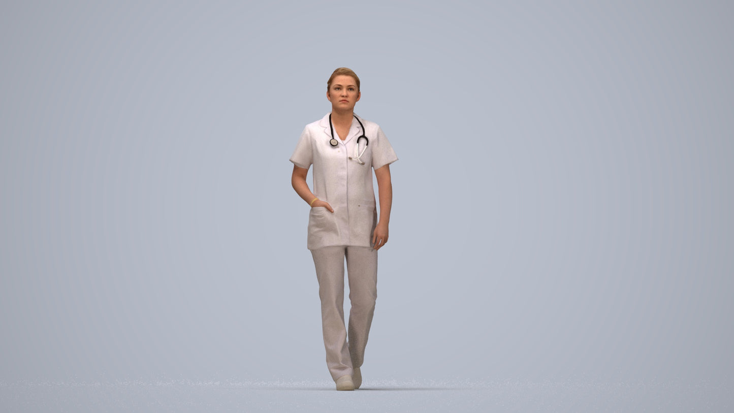 scanned 3D woman standing, photogrammetry people for Enscape and V-Ray, top-down view render