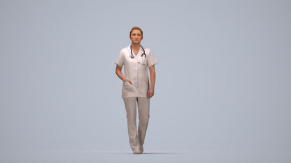 scanned 3D woman standing, photogrammetry people for Enscape and V-Ray, top-down view render