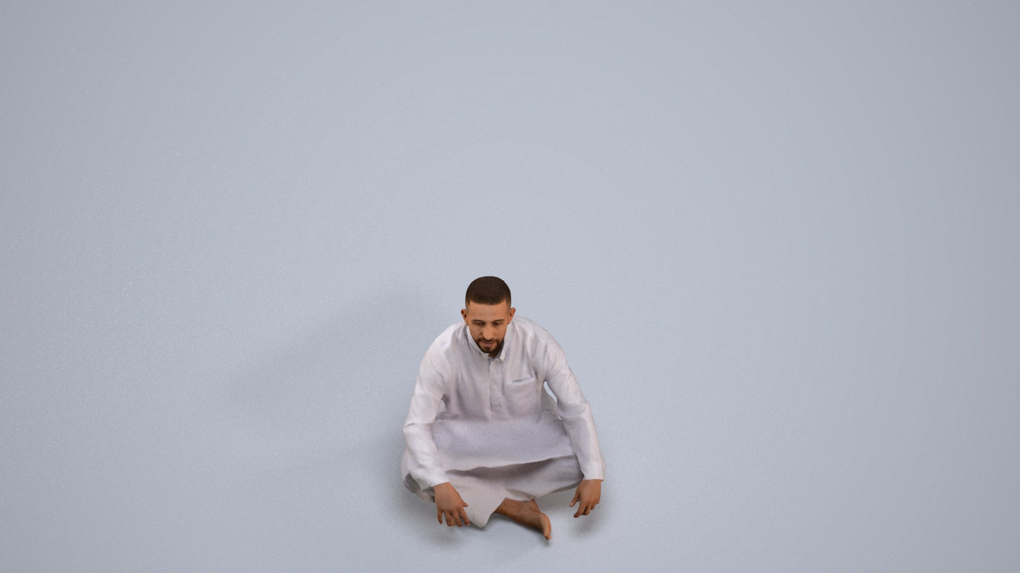 photogrammetry 3D man sitting, realistic human model archviz FBX, back view render