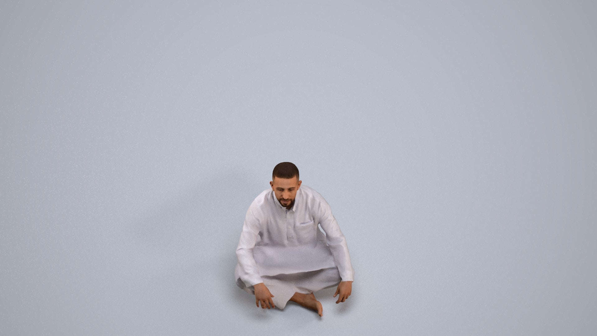 photogrammetry 3D man sitting, realistic human model archviz FBX, back view render
