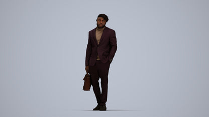 photogrammetry 3D man business walking, realistic human model archviz FBX, top-down view render