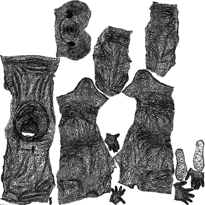 3D scanned boy kids casual, photorealistic archviz people for Enscape and SketchUp, wireframe top-down view