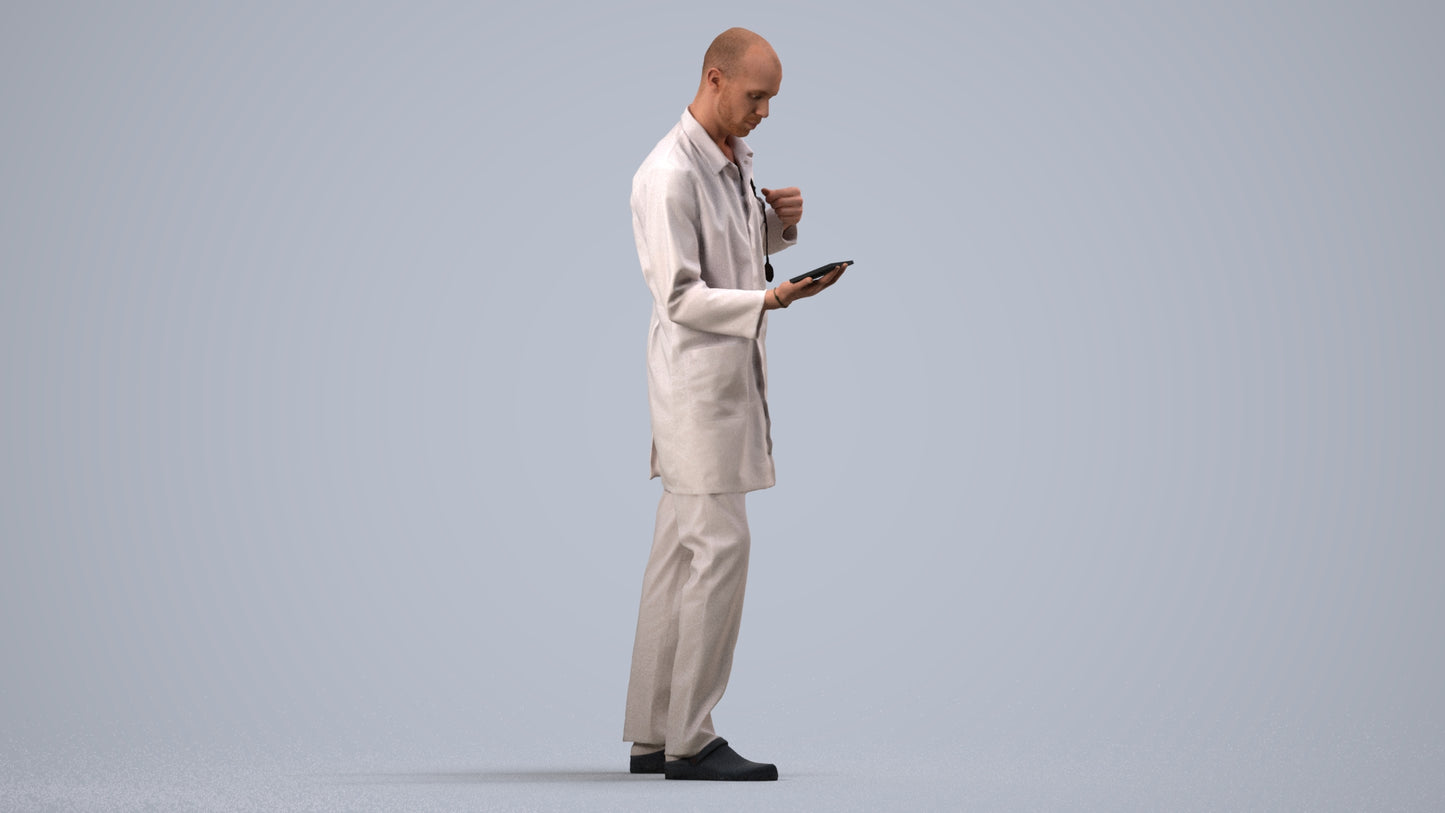 photogrammetry 3D man medical, realistic human model archviz FBX, side view render