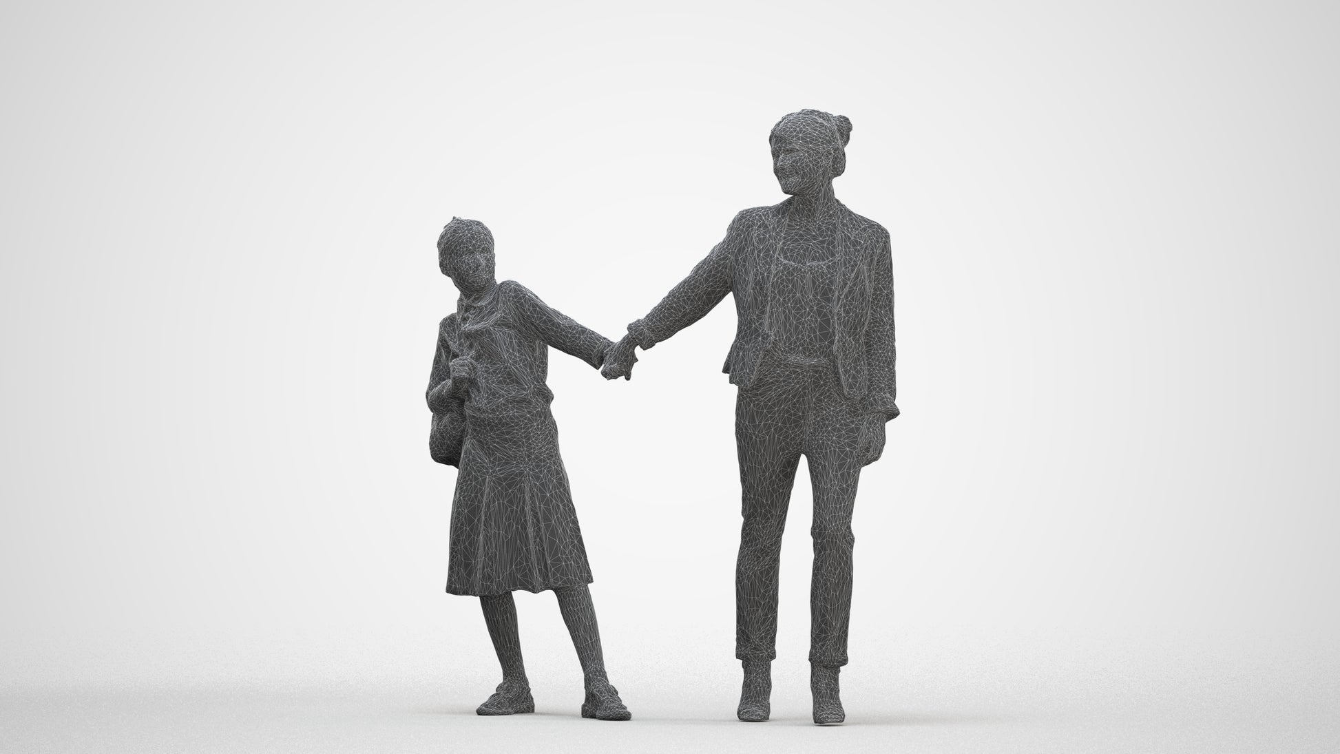 realistic 3D girl kids, scanned archviz people for Blender and 3ds Max, three-quarter front view render
