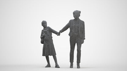 realistic 3D girl kids, scanned archviz people for Blender and 3ds Max, three-quarter front view render