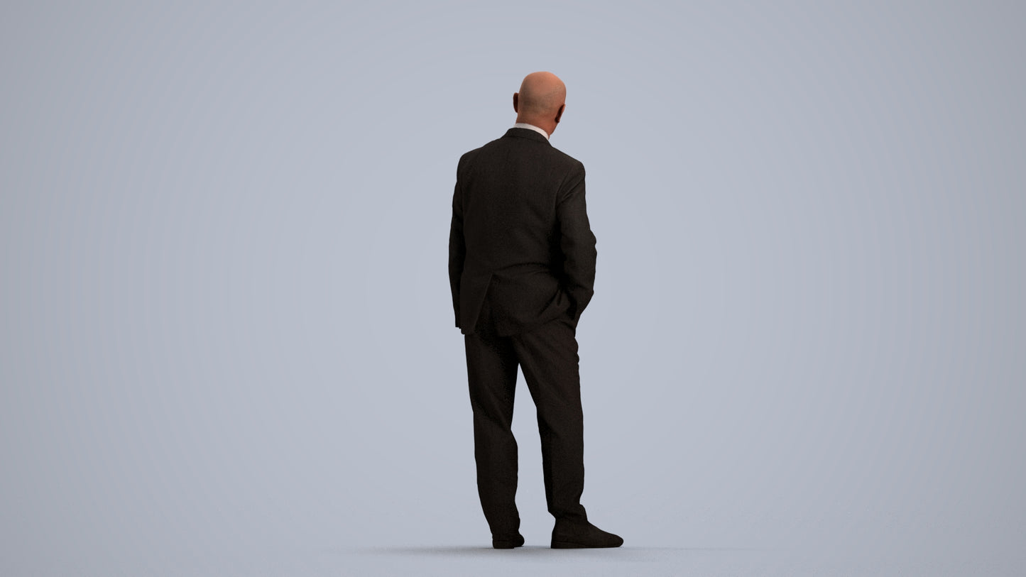 photogrammetry 3D senior man business, realistic human model archviz FBX, front view render