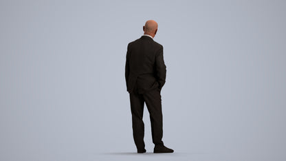 photogrammetry 3D senior man business, realistic human model archviz FBX, front view render