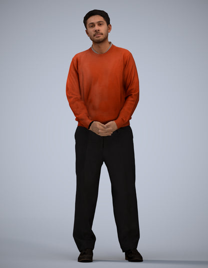 3D people model man casual standing, scanned human for 3ds Max rendering