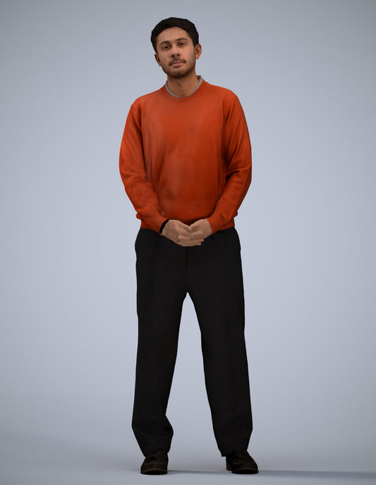 3D people model man casual standing, scanned human for 3ds Max rendering