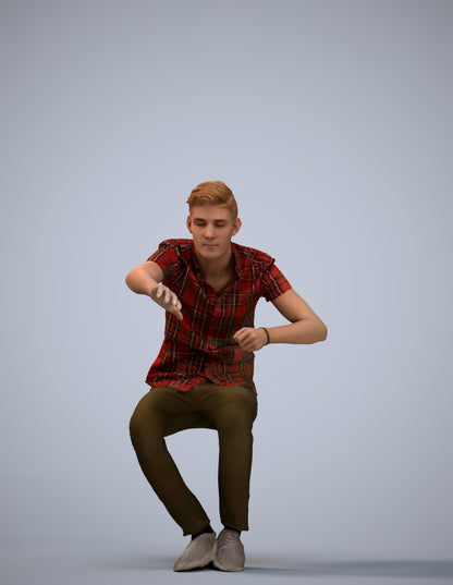 realistic 3D man casual sitting, scanned archviz people for Blender and 3ds Max
