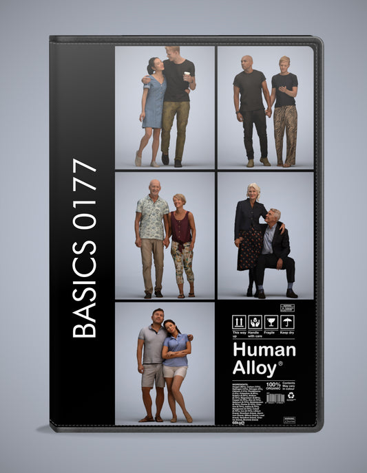 photogrammetry 3D people couple collection, 5 realistic human models archviz FBX