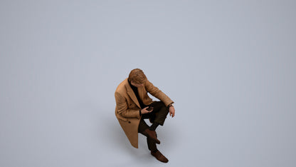 3D people model man business sitting, scanned human for 3ds Max rendering, back view render