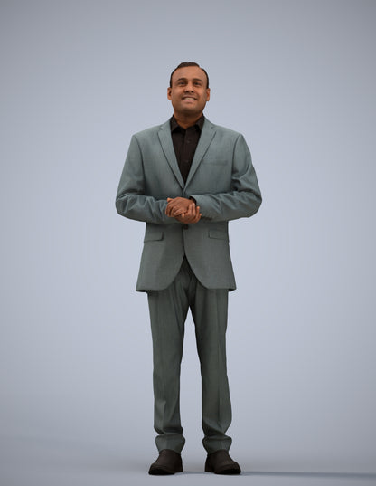 3D human model man business, photogrammetry scanned person for archviz