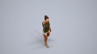 3D human model woman sport, photogrammetry scanned person for archviz, back view render